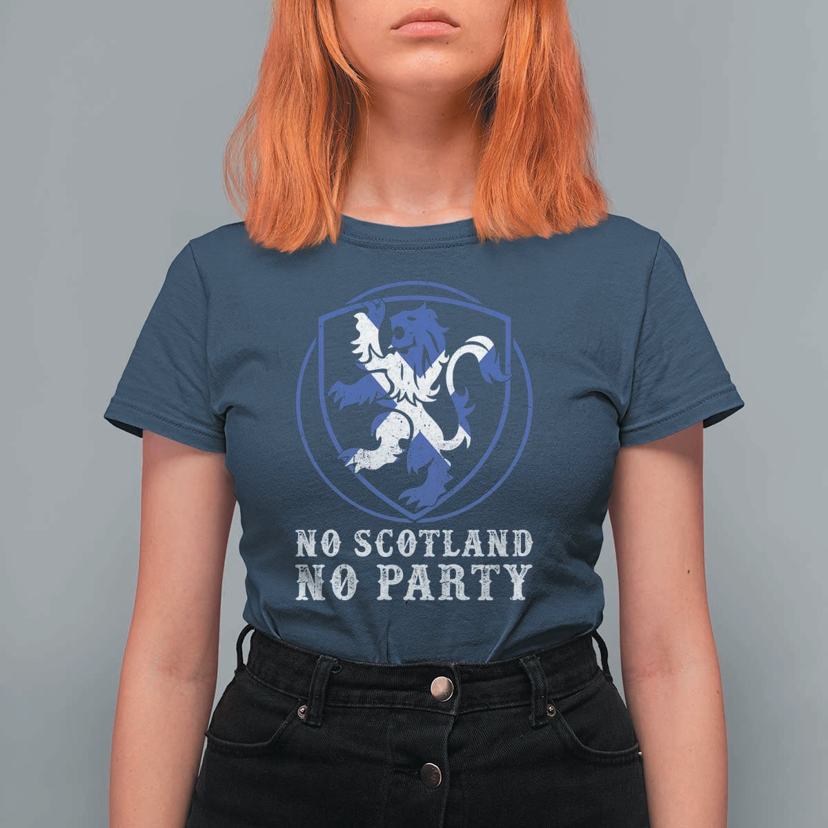 No Scotland No Party Distressed Shield Saltire Cross T Shirt For Women Vintage Football Fans Game Day