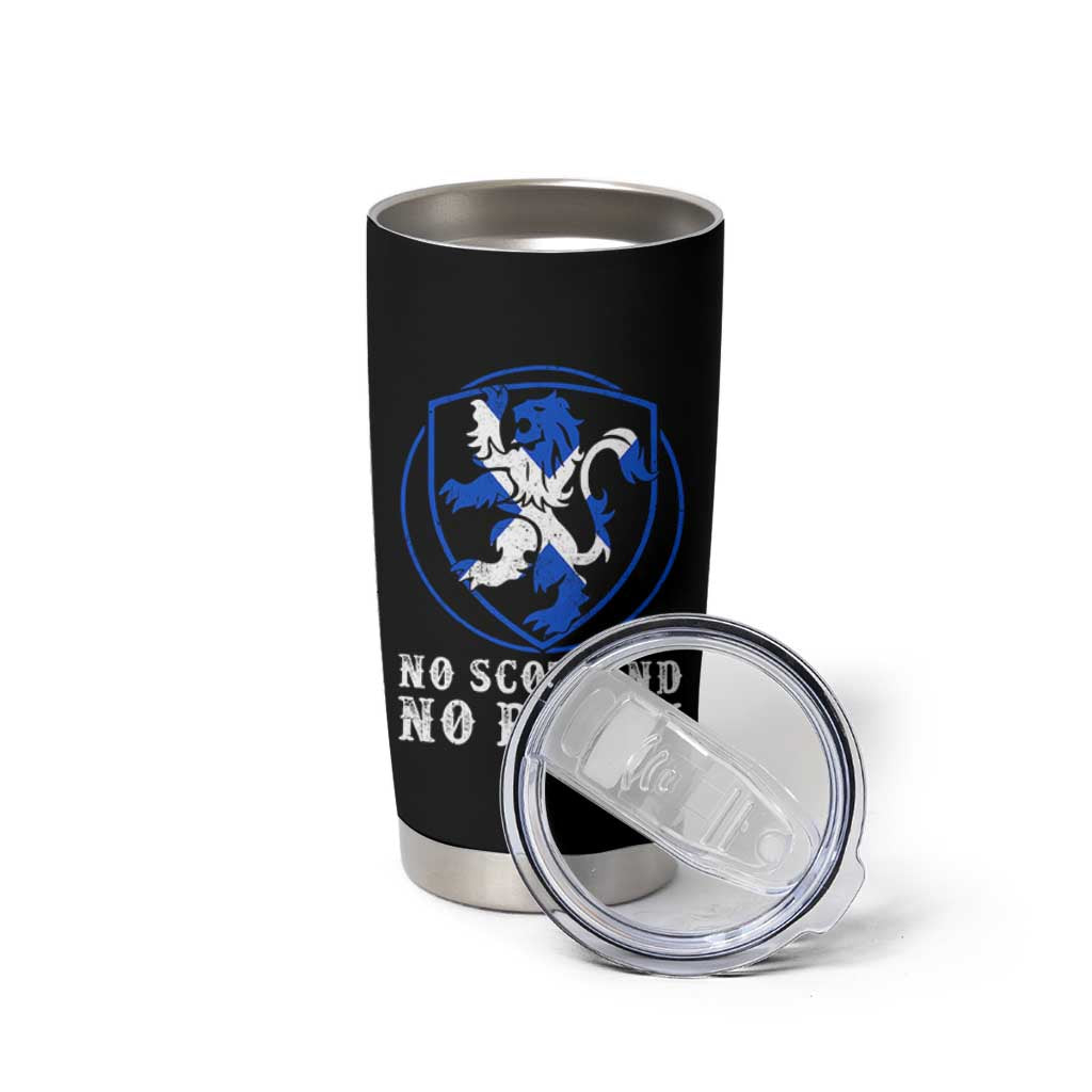 No Scotland No Party Distressed Shield Saltire Cross Tumbler Cup Vintage Football Fans Game Day