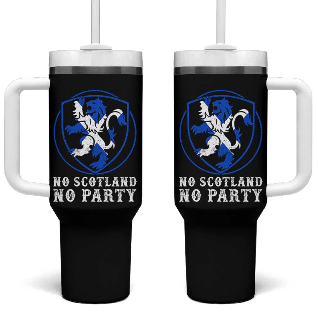 No Scotland No Party Distressed Shield Saltire Cross Tumbler With Handle Vintage Football Fans Game Day
