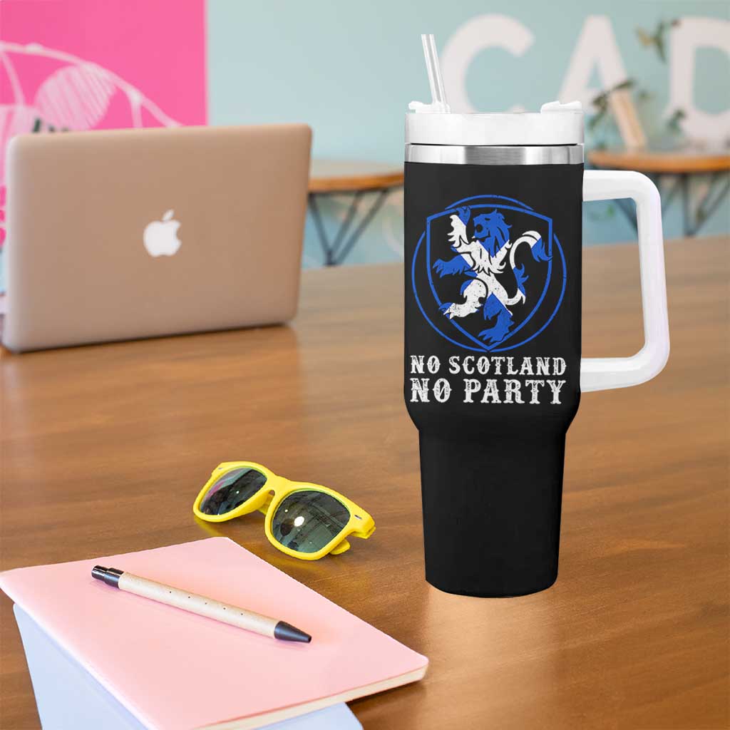 No Scotland No Party Distressed Shield Saltire Cross Tumbler With Handle Vintage Football Fans Game Day