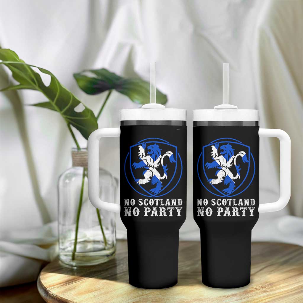 No Scotland No Party Distressed Shield Saltire Cross Tumbler With Handle Vintage Football Fans Game Day