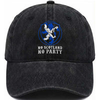 No Scotland No Party Distressed Shield Saltire Cross Washed Cotton Baseball Cap Vintage Football Fans Game Day