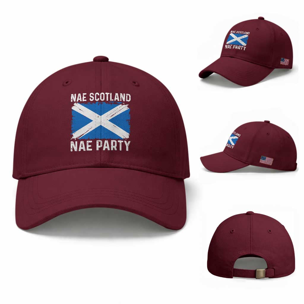 Nae Scotland Nae Party Saltire Flag Baseball Cap Vintage Scottish Accent Soccer Fans Football Tournament