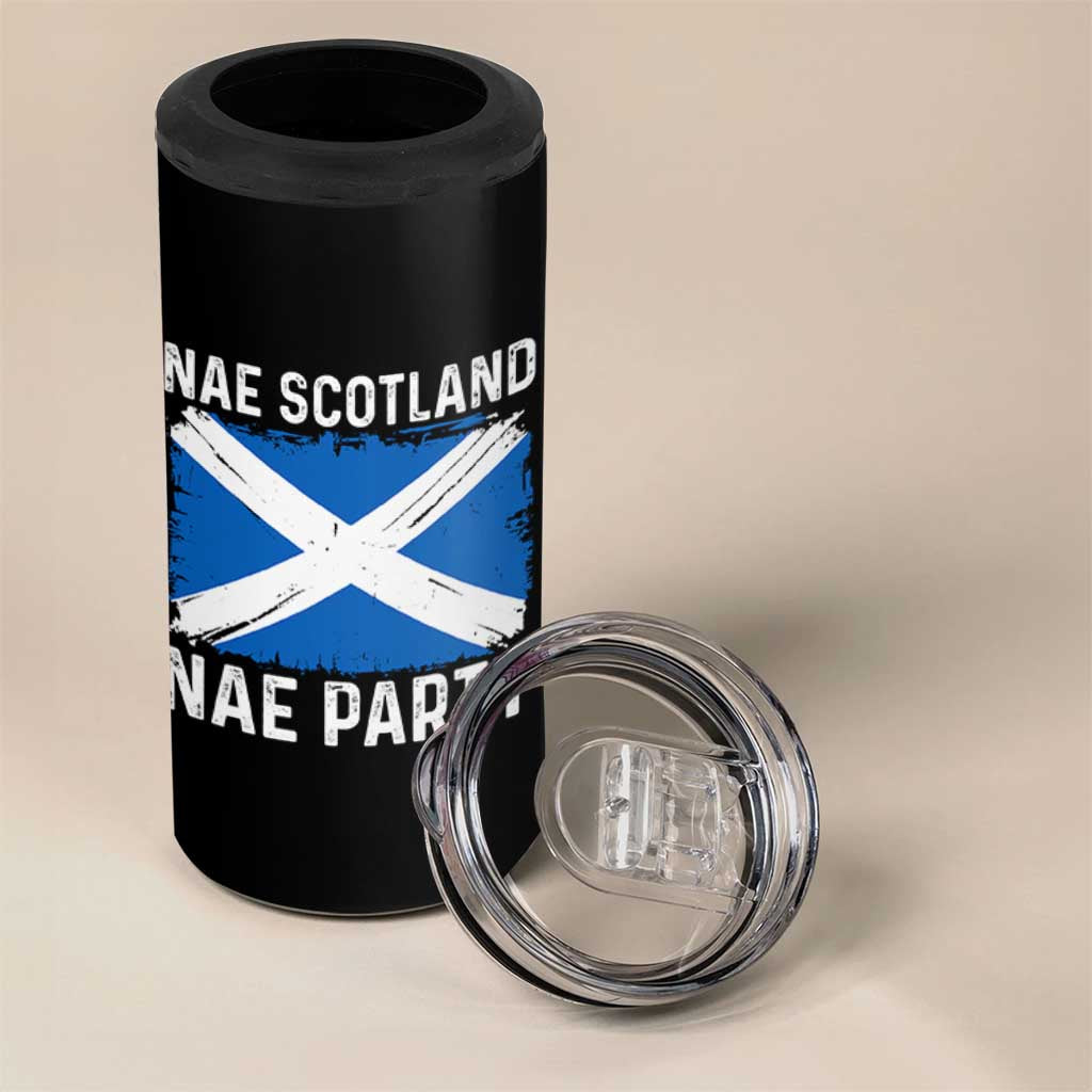 Nae Scotland Nae Party Saltire Flag 4 in 1 Can Cooler Tumbler Vintage Scottish Accent Soccer Fans Football Tournament