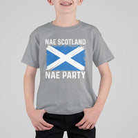 Nae Scotland Nae Party Saltire Flag T Shirt For Kid Vintage Scottish Accent Soccer Fans Football Tournament
