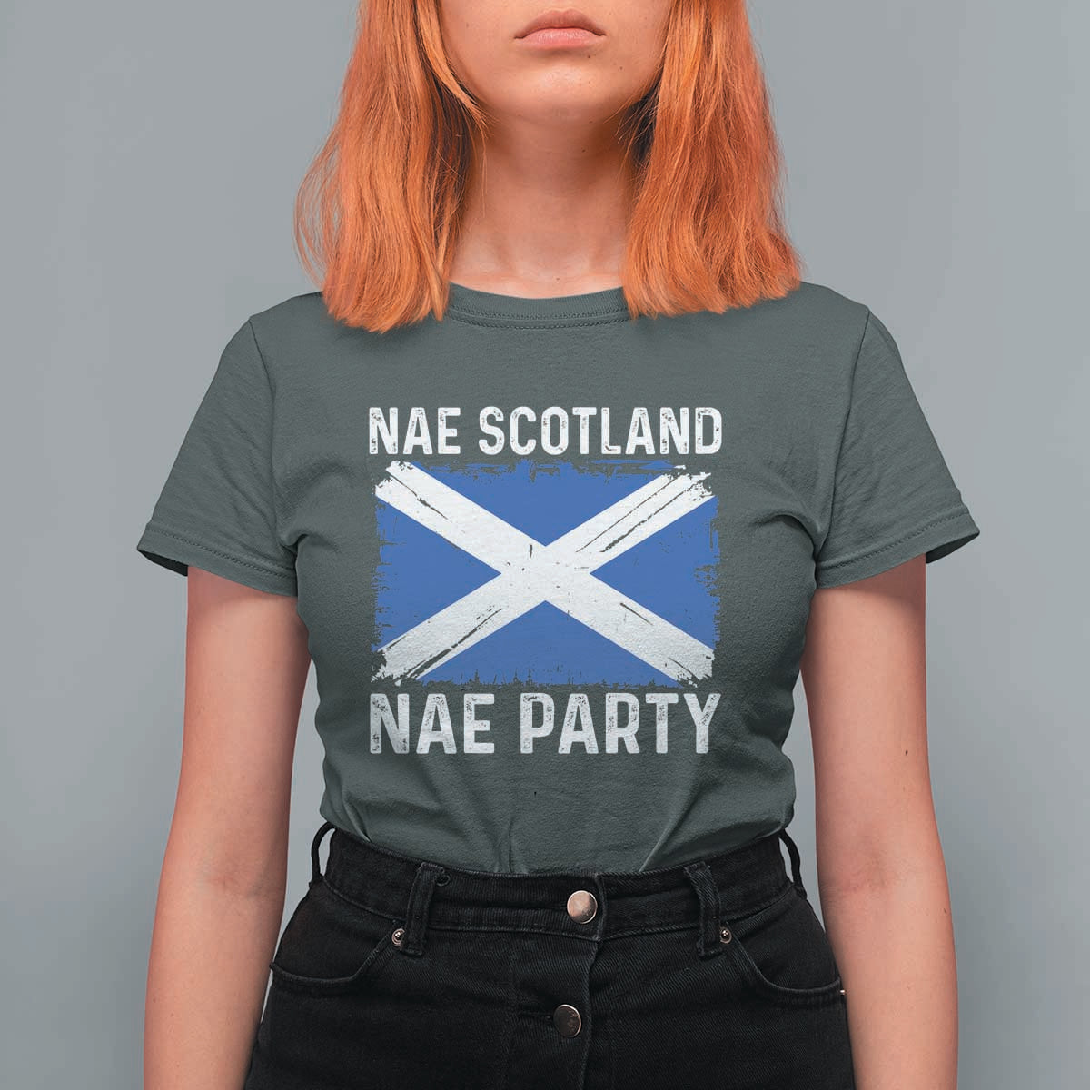 Nae Scotland Nae Party Saltire Flag T Shirt For Women Vintage Scottish Accent Soccer Fans Football Tournament
