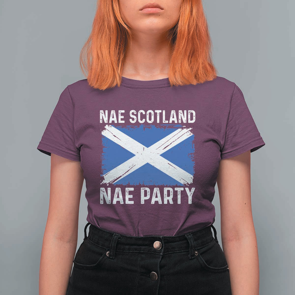 Nae Scotland Nae Party Saltire Flag T Shirt For Women Vintage Scottish Accent Soccer Fans Football Tournament