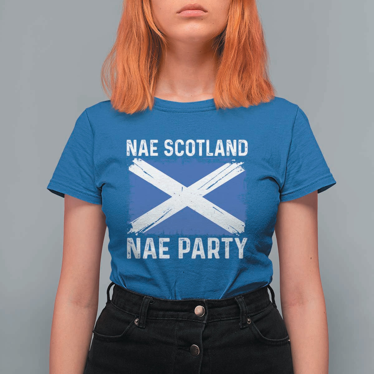 Nae Scotland Nae Party Saltire Flag T Shirt For Women Vintage Scottish Accent Soccer Fans Football Tournament