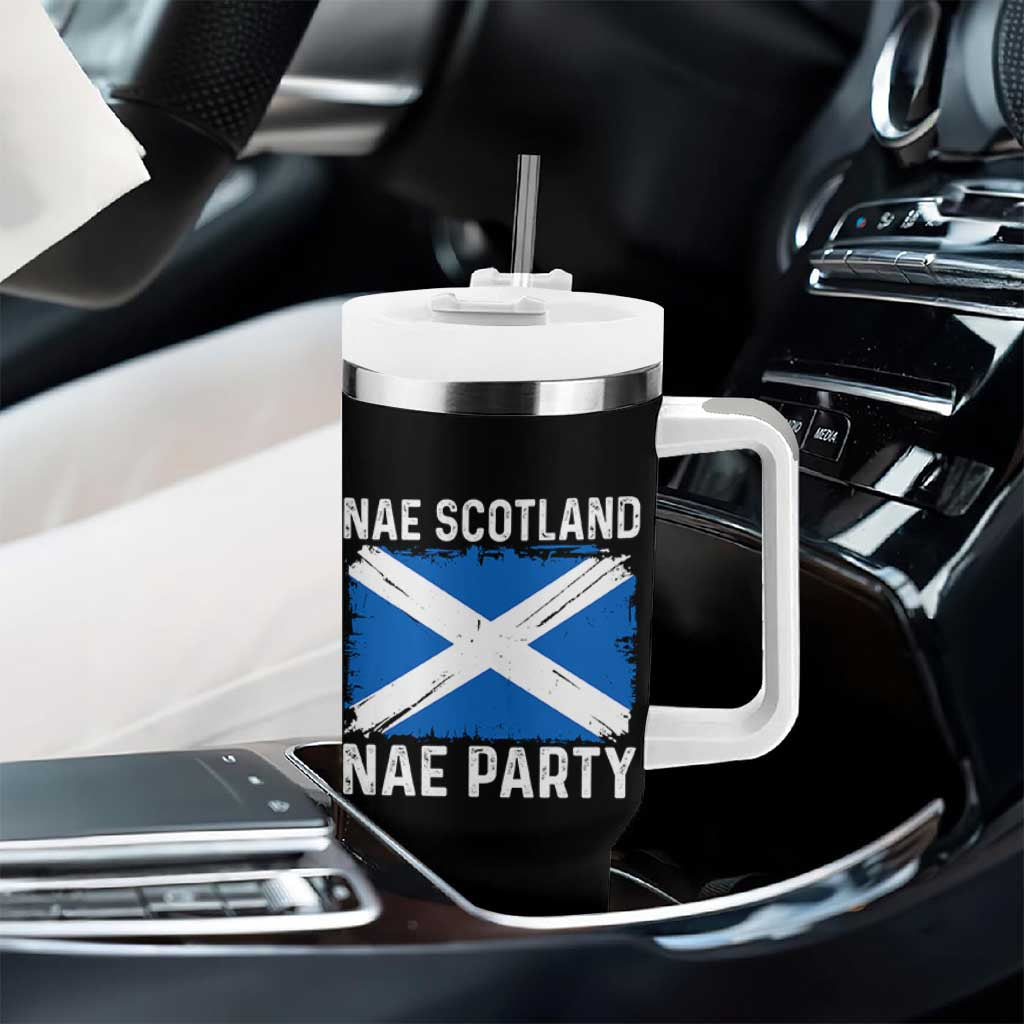 Nae Scotland Nae Party Saltire Flag Tumbler With Handle Vintage Scottish Accent Soccer Fans Football Tournament