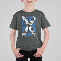No Scotland No Party Saltire Flag T Shirt For Kid Football Fans Soccer Tournament Sports Lover