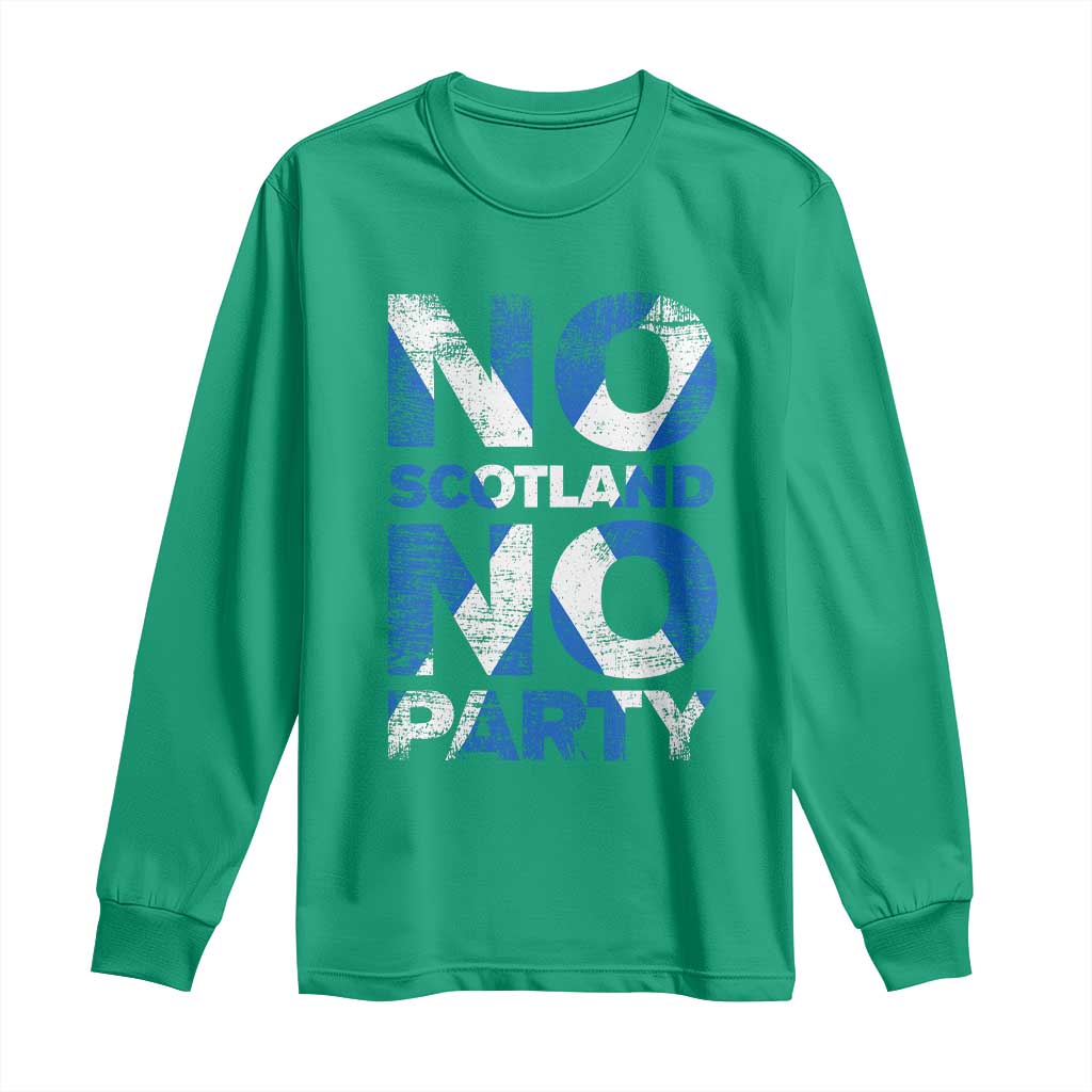 No Scotland No Party Saltire Flag Long Sleeve Shirt Football Fans Soccer Tournament Sports Lover