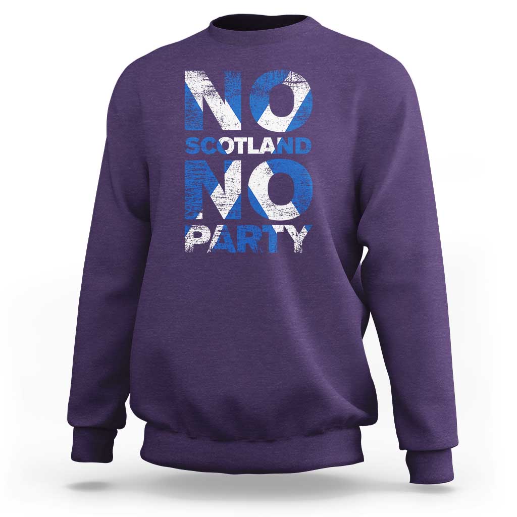 No Scotland No Party Saltire Flag Sweatshirt Football Fans Soccer Tournament Sports Lover
