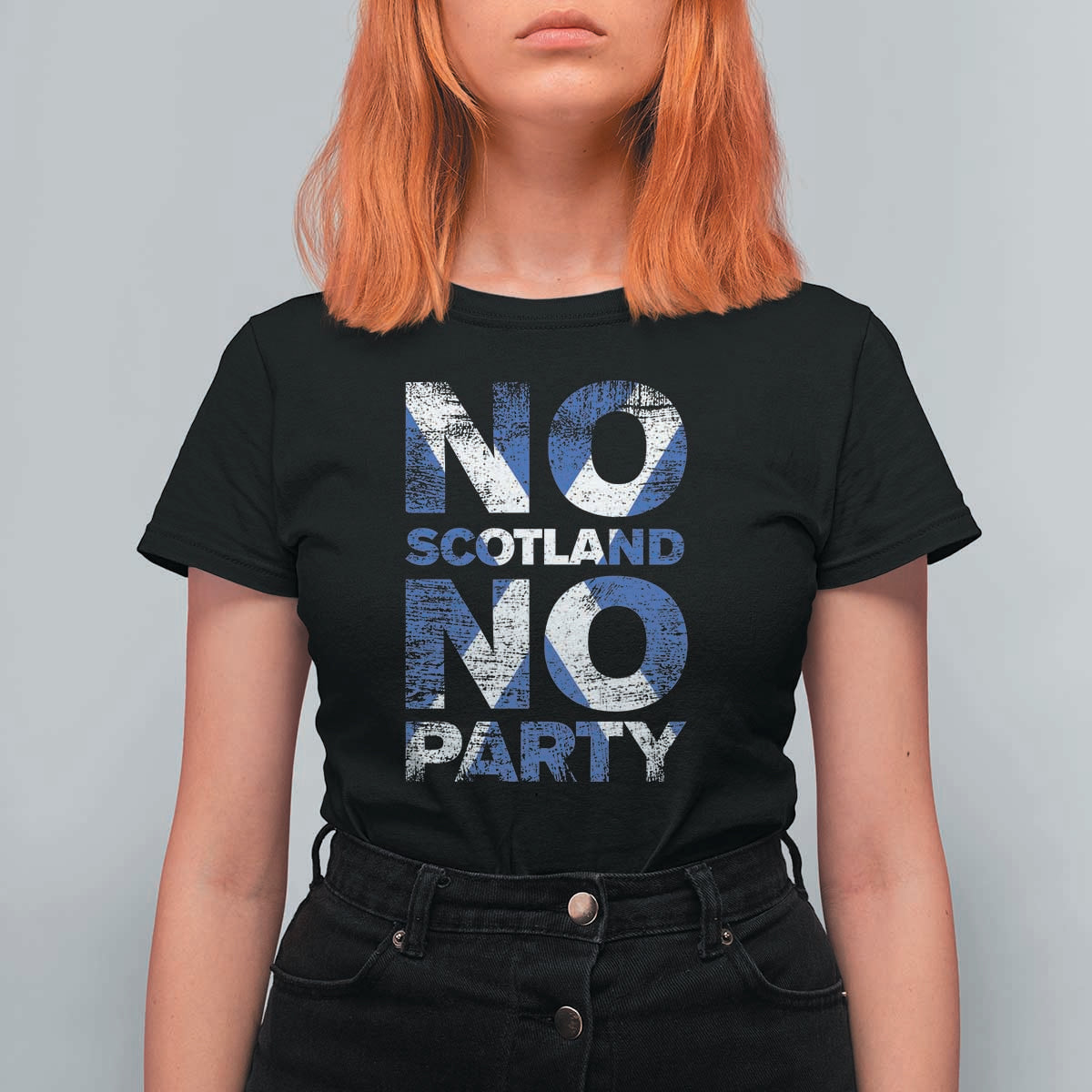 No Scotland No Party Saltire Flag T Shirt For Women Football Fans Soccer Tournament Sports Lover