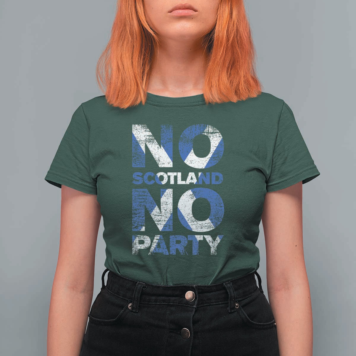 No Scotland No Party Saltire Flag T Shirt For Women Football Fans Soccer Tournament Sports Lover