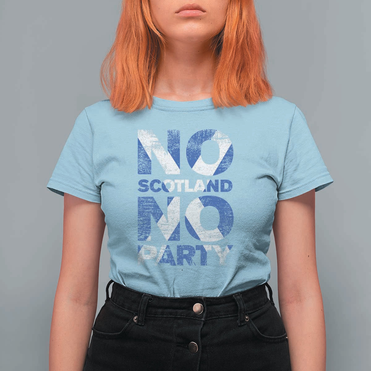 No Scotland No Party Saltire Flag T Shirt For Women Football Fans Soccer Tournament Sports Lover