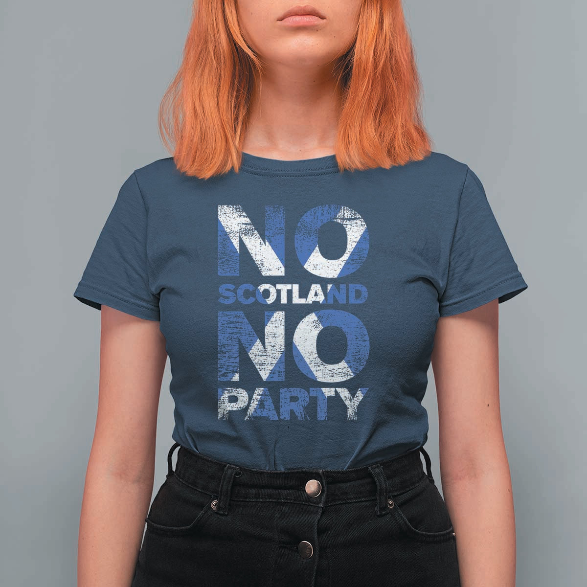 No Scotland No Party Saltire Flag T Shirt For Women Football Fans Soccer Tournament Sports Lover