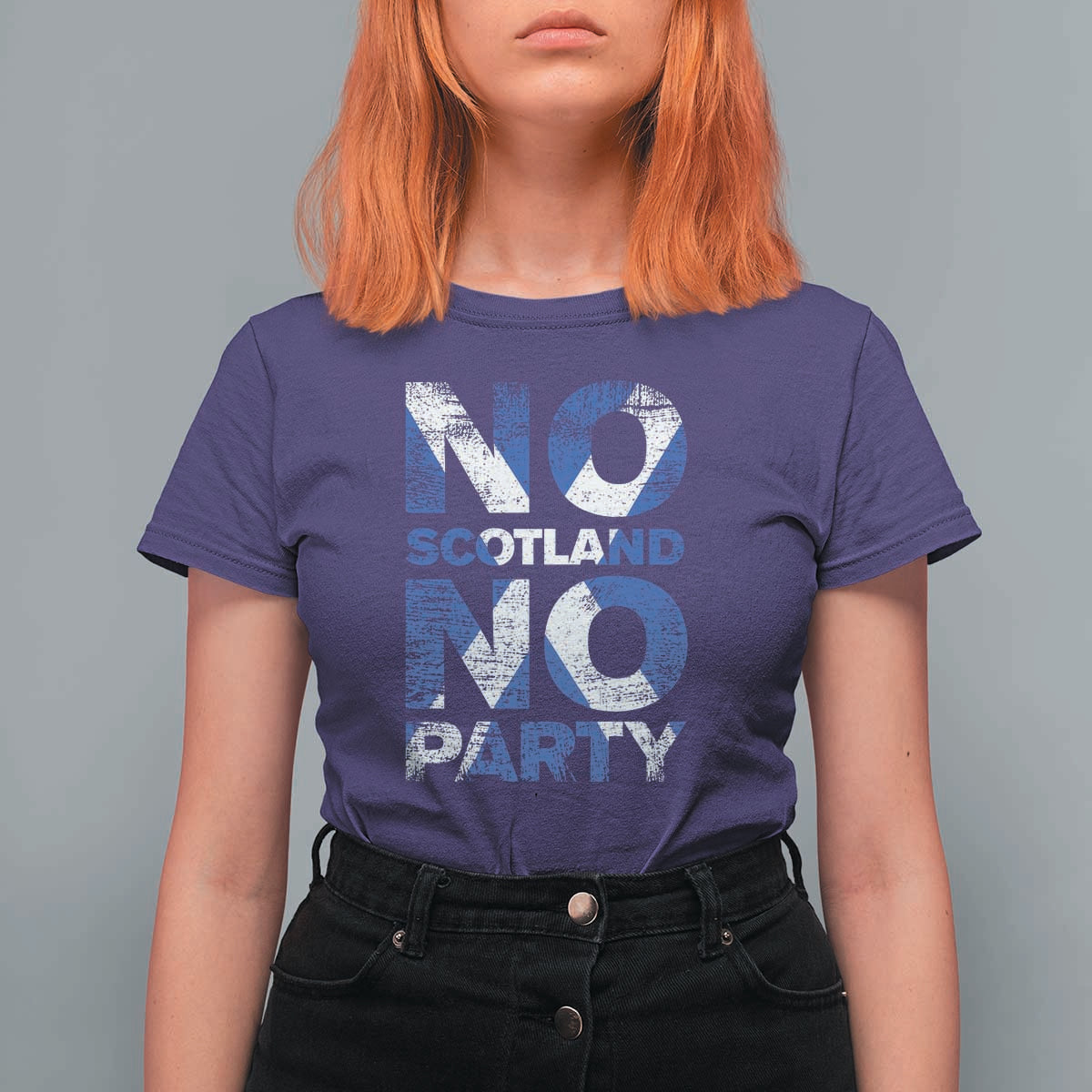 No Scotland No Party Saltire Flag T Shirt For Women Football Fans Soccer Tournament Sports Lover