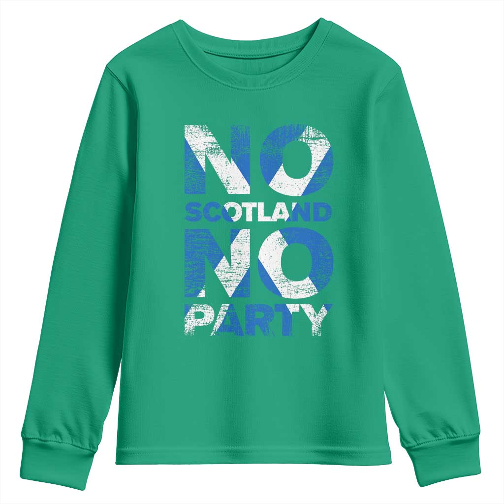 No Scotland No Party Saltire Flag Youth Sweatshirt Football Fans Soccer Tournament Sports Lover