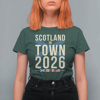 Scotland in Town 2026 Football Fans T Shirt For Women Soccer Tournament North American Sports Lovers