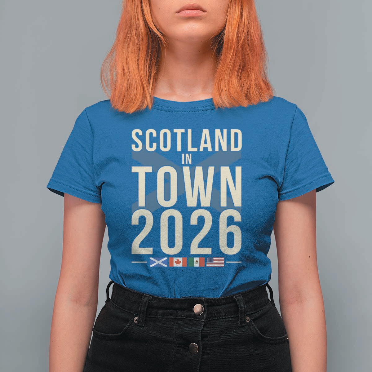 Scotland in Town 2026 Football Fans T Shirt For Women Soccer Tournament North American Sports Lovers