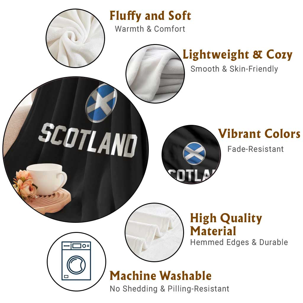Scotland Round Saltire Flag Emblem Throw Blanket Classic Varsity Typography Sports Fans
