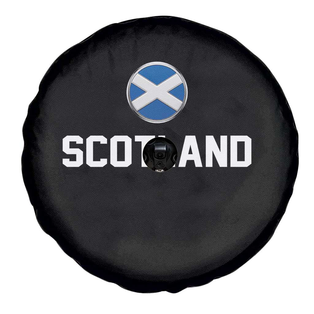 Scotland Round Saltire Flag Emblem Spare Tire Cover Classic Varsity Typography Sports Fans
