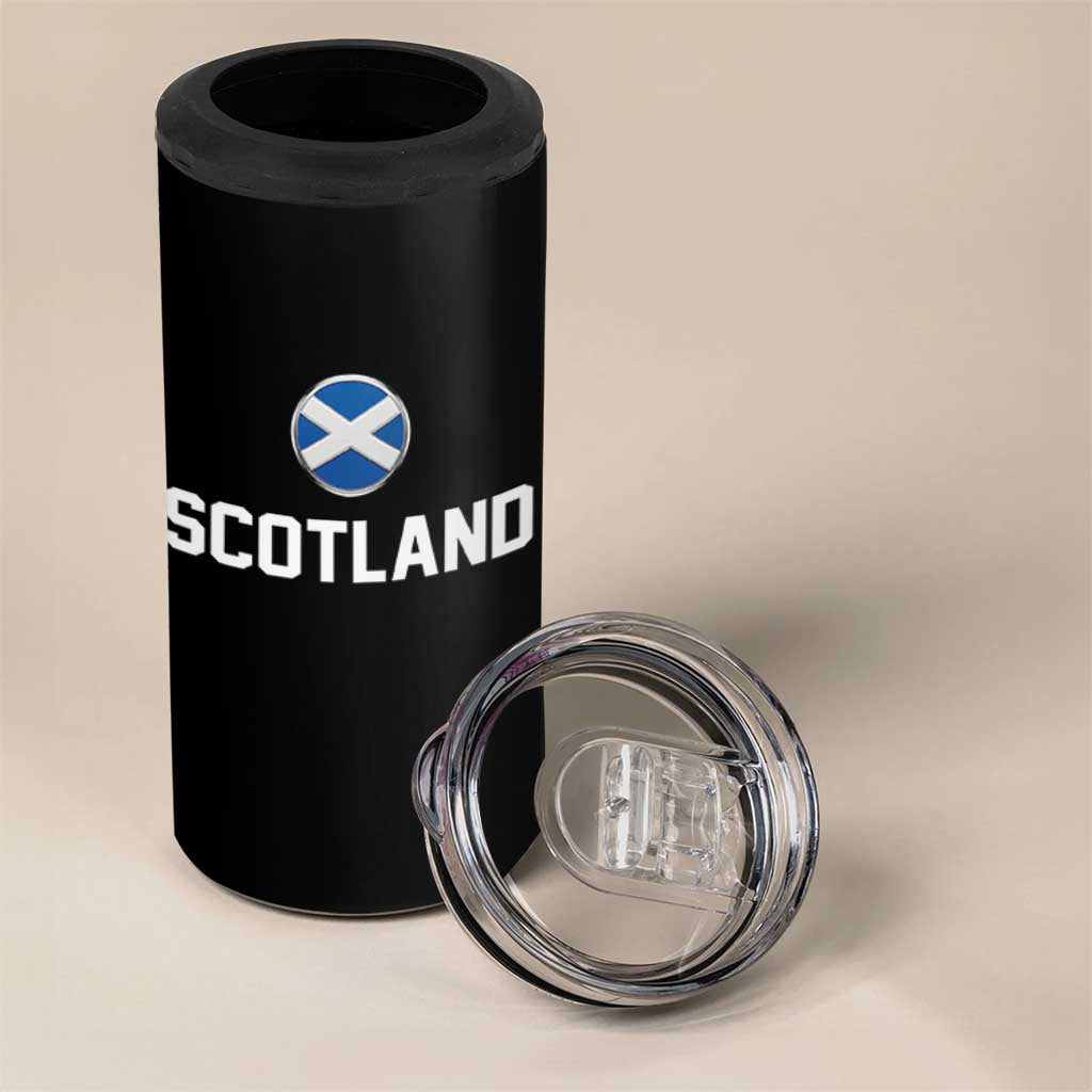 Scotland Round Saltire Flag Emblem 4 in 1 Can Cooler Tumbler Classic Varsity Typography Sports Fans