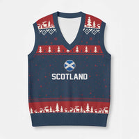 Scotland Round Saltire Flag Emblem V-Neck Knit Sweater Vest Classic Varsity Typography Sports Fans