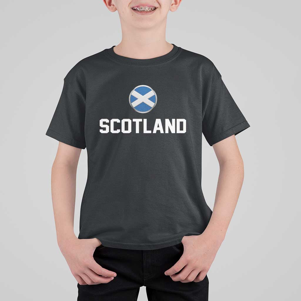 Scotland Round Saltire Flag Emblem T Shirt For Kid Classic Varsity Typography Sports Fans
