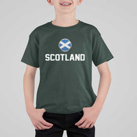 Scotland Round Saltire Flag Emblem T Shirt For Kid Classic Varsity Typography Sports Fans
