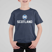 Scotland Round Saltire Flag Emblem T Shirt For Kid Classic Varsity Typography Sports Fans