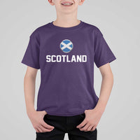 Scotland Round Saltire Flag Emblem T Shirt For Kid Classic Varsity Typography Sports Fans