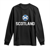 Scotland Round Saltire Flag Emblem Long Sleeve Shirt Classic Varsity Typography Sports Fans