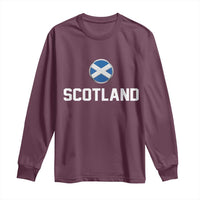 Scotland Round Saltire Flag Emblem Long Sleeve Shirt Classic Varsity Typography Sports Fans