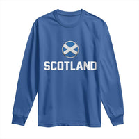 Scotland Round Saltire Flag Emblem Long Sleeve Shirt Classic Varsity Typography Sports Fans