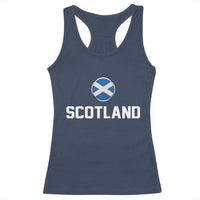 Scotland Round Saltire Flag Emblem Racerback Tank Top Classic Varsity Typography Sports Fans