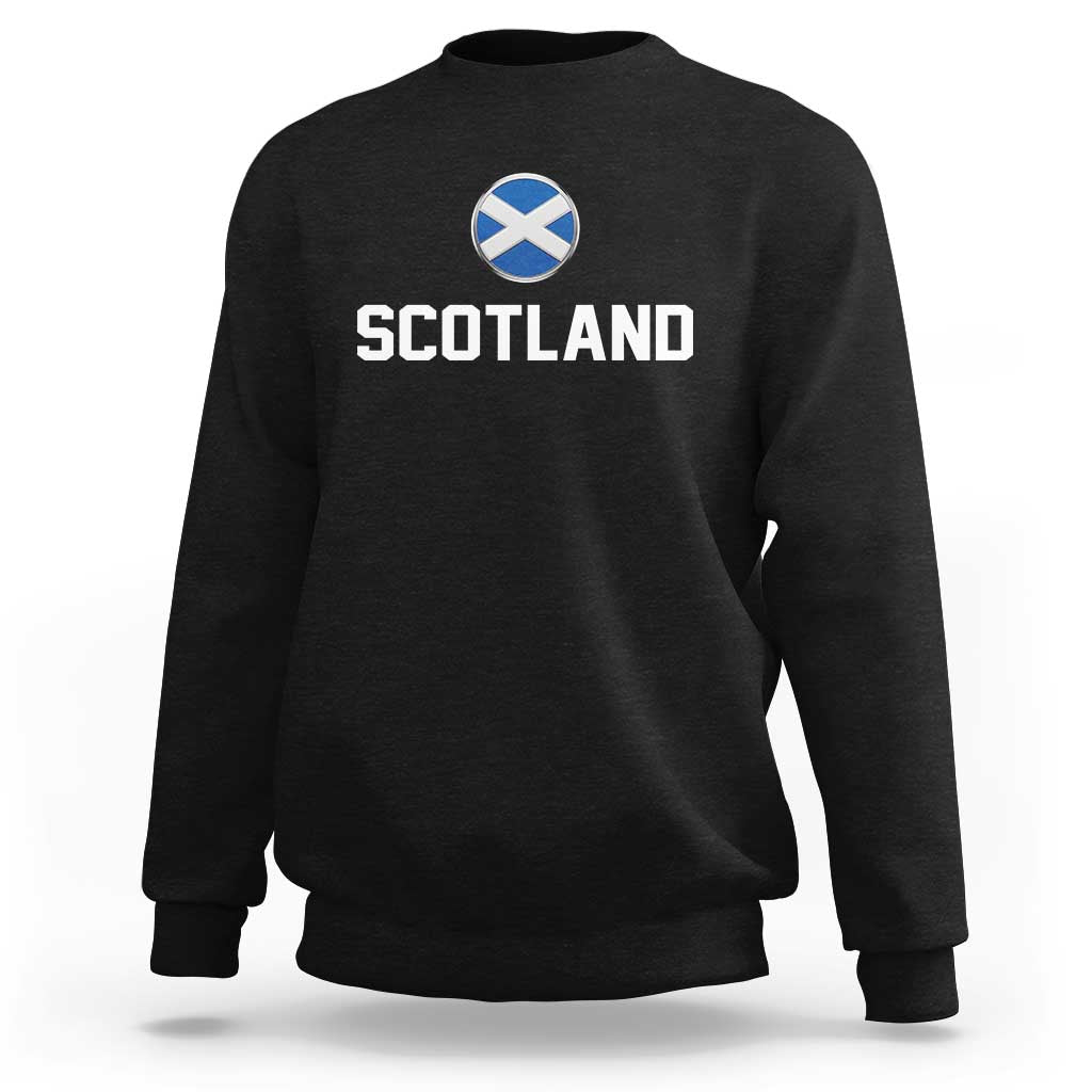 Scotland Round Saltire Flag Emblem Sweatshirt Classic Varsity Typography Sports Fans