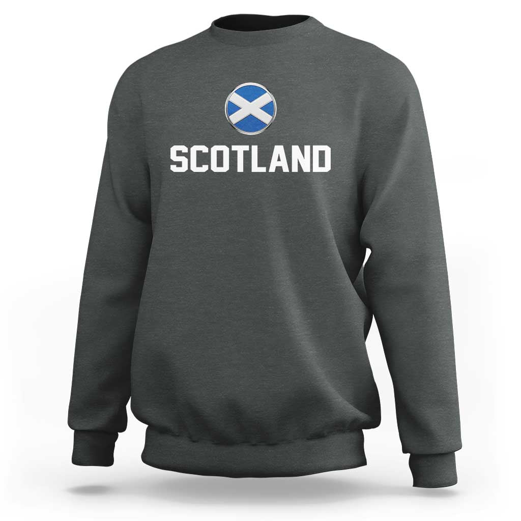 Scotland Round Saltire Flag Emblem Sweatshirt Classic Varsity Typography Sports Fans