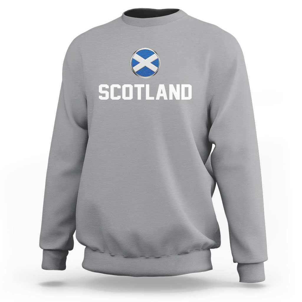 Scotland Round Saltire Flag Emblem Sweatshirt Classic Varsity Typography Sports Fans
