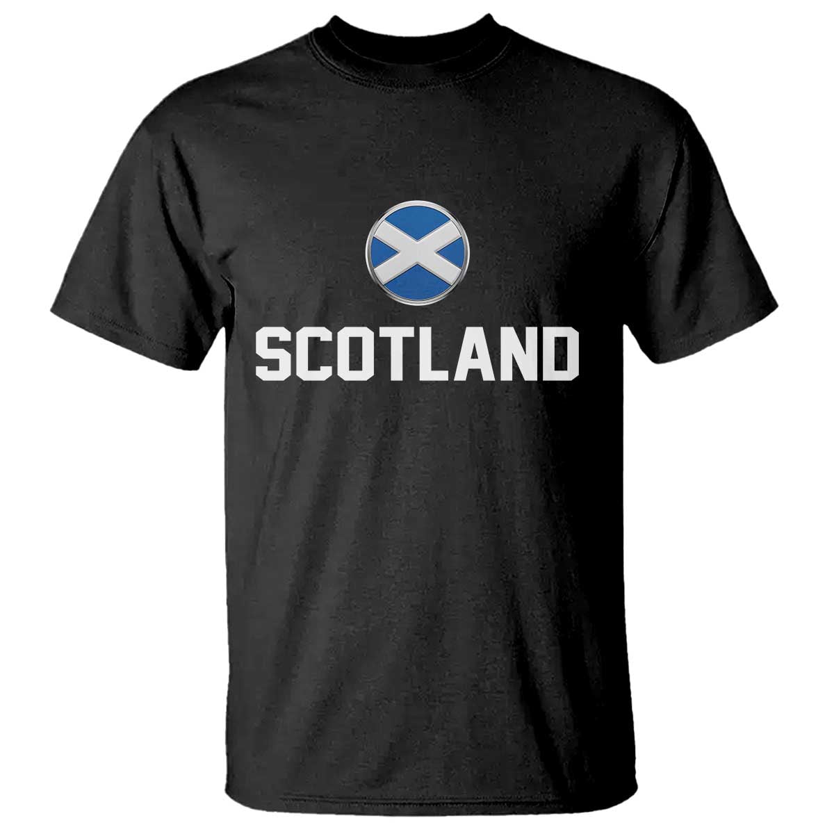 Scotland Round Saltire Flag Emblem T Shirt Classic Varsity Typography Sports Fans