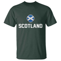 Scotland Round Saltire Flag Emblem T Shirt Classic Varsity Typography Sports Fans