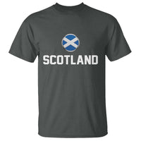 Scotland Round Saltire Flag Emblem T Shirt Classic Varsity Typography Sports Fans