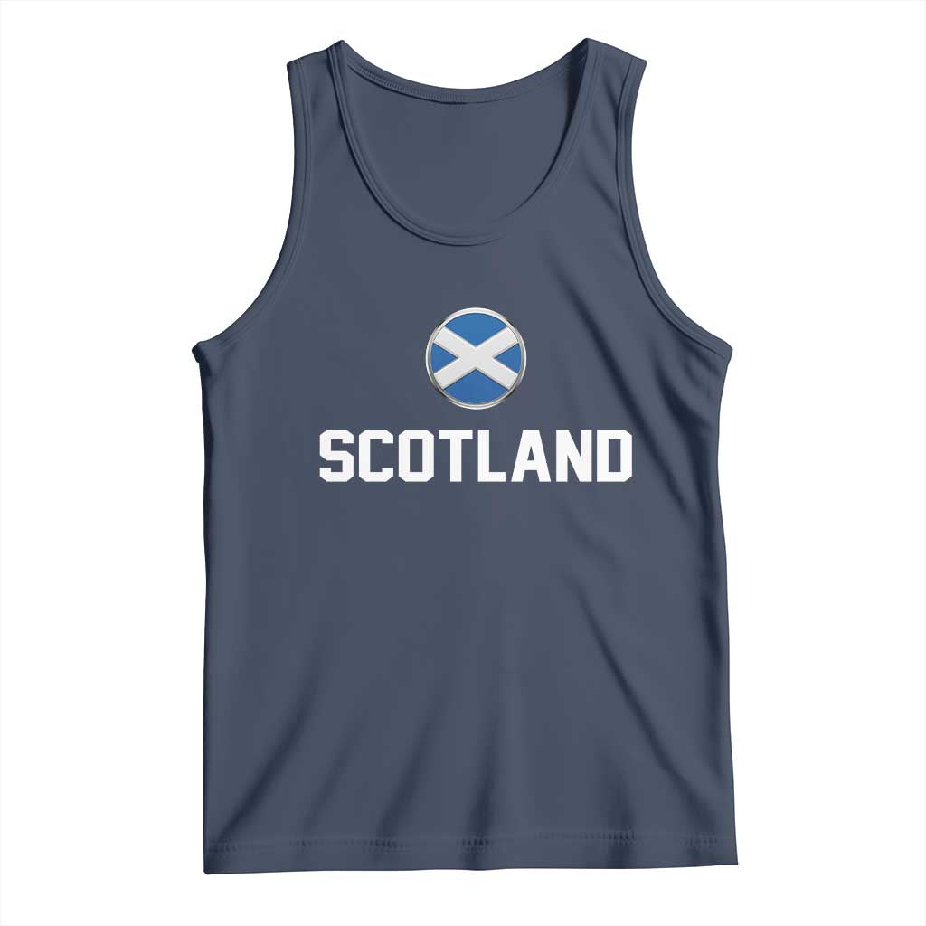 Scotland Round Saltire Flag Emblem Tank Top Classic Varsity Typography Sports Fans