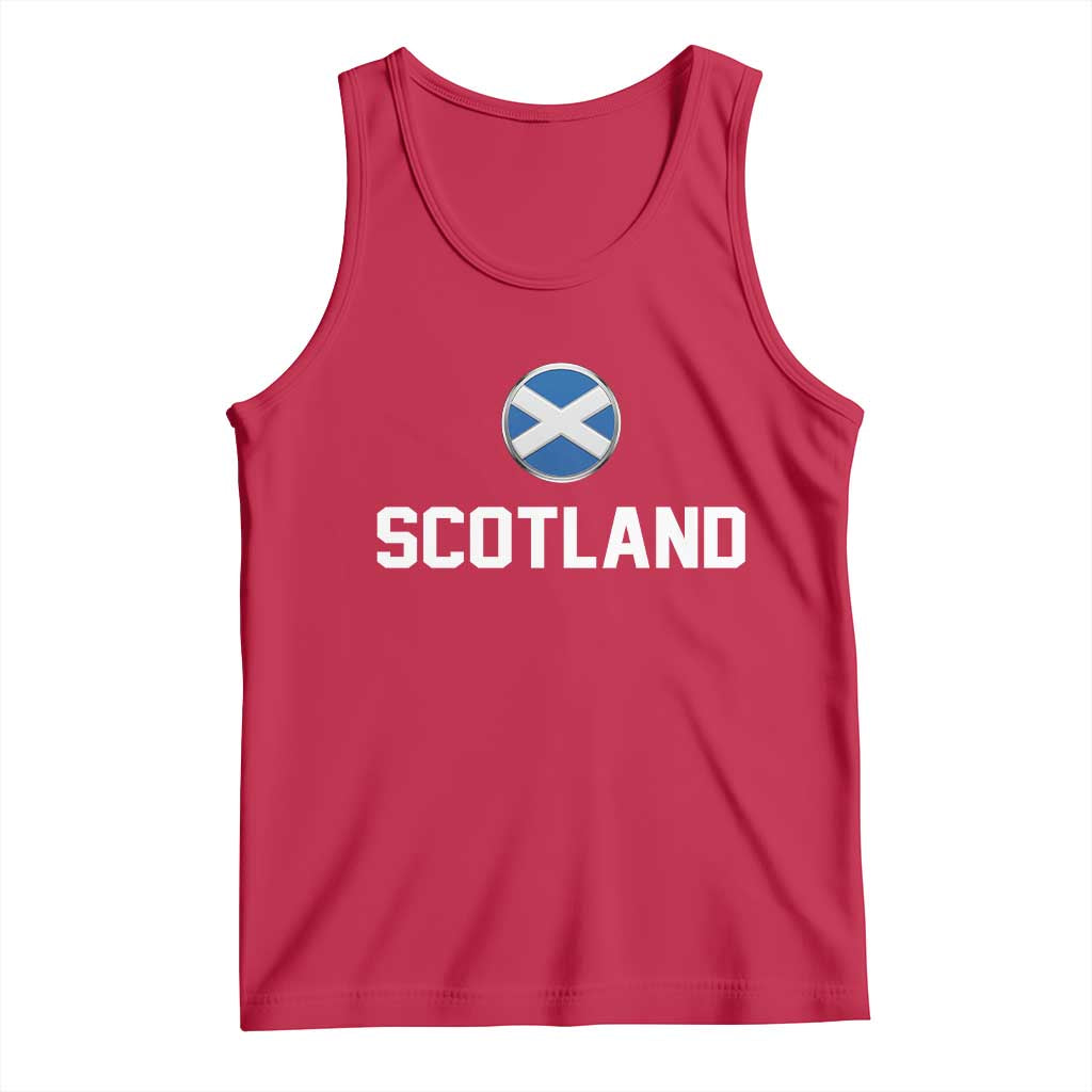 Scotland Round Saltire Flag Emblem Tank Top Classic Varsity Typography Sports Fans