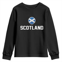 Scotland Round Saltire Flag Emblem Youth Sweatshirt Classic Varsity Typography Sports Fans