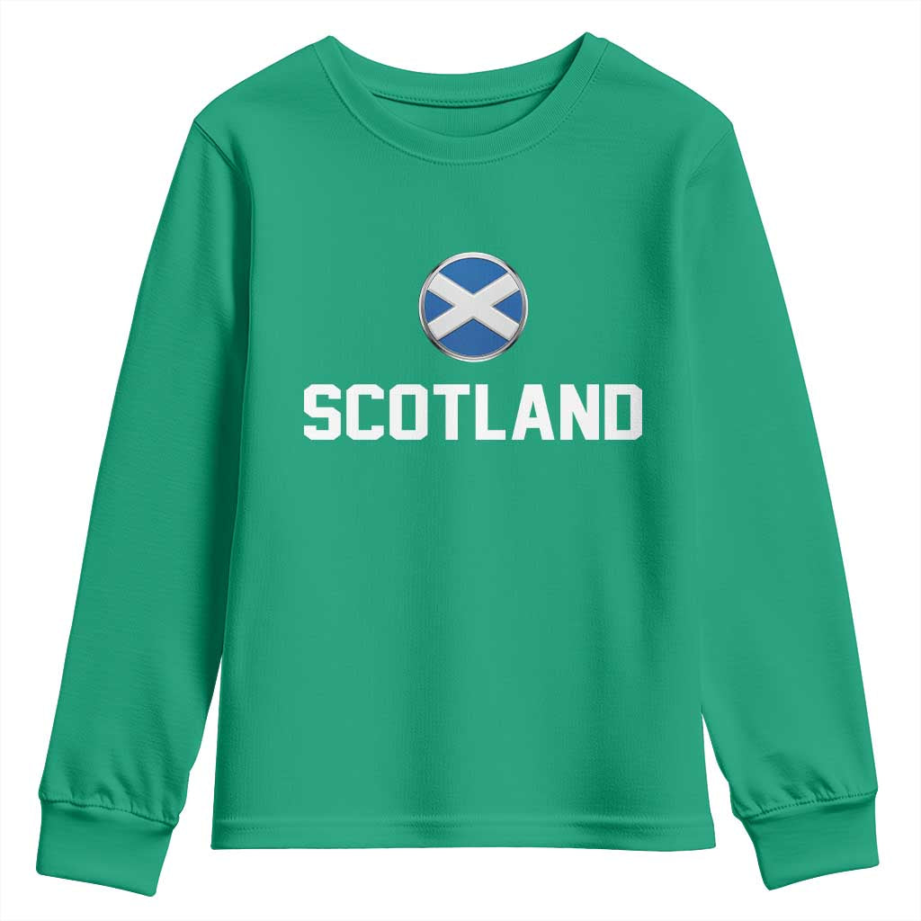 Scotland Round Saltire Flag Emblem Youth Sweatshirt Classic Varsity Typography Sports Fans