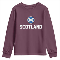 Scotland Round Saltire Flag Emblem Youth Sweatshirt Classic Varsity Typography Sports Fans