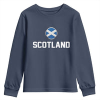 Scotland Round Saltire Flag Emblem Youth Sweatshirt Classic Varsity Typography Sports Fans