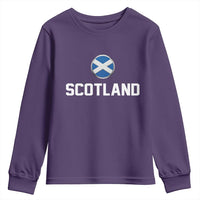Scotland Round Saltire Flag Emblem Youth Sweatshirt Classic Varsity Typography Sports Fans