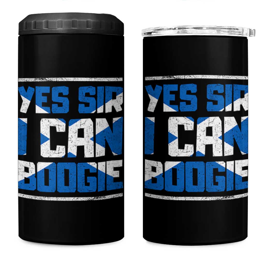 Funny Scottish Anthem Fan Saltire Flag 4 in 1 Can Cooler Tumbler Yes Sir I Can Boogie Sports Style Scotland Football Supporters